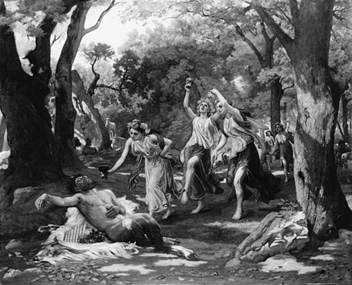 Pan und Bacchantinnen, 1891, August Weckesser