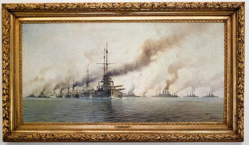 A Viribus Unitis csatahajó az első osztrák-magyar csatahajó-osztag élén, 1913, 1913, August von Ramberg