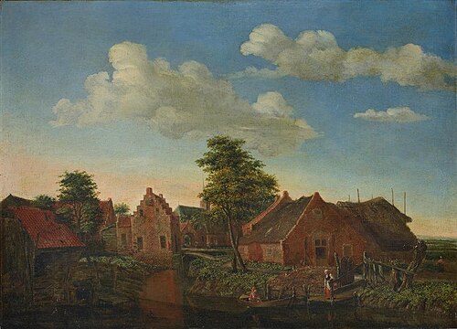 Holländisches Dorf am Wasser, 1671, Emanuel Murant