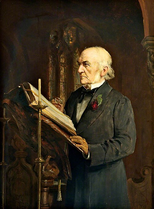 Gladstone Reading the Lesson in Hawarden Church, 1892, Sydney Prior Hall