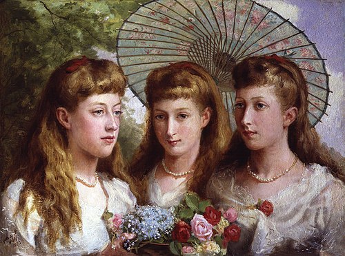 The three daughters of King Edward VII and Queen Alexandra, 1883, Sydney Prior Hall
