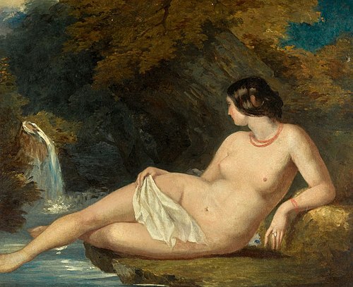 Reclining Female Nude by a Waterfall, , William Etty