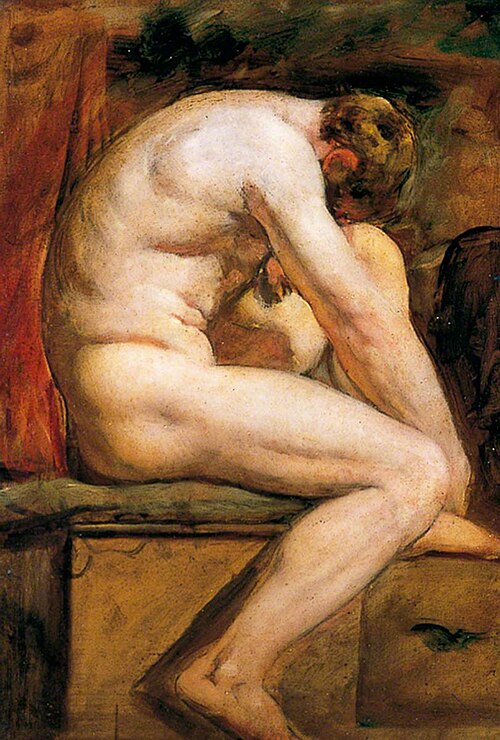Male Nude Crouching, 1816, William Etty
