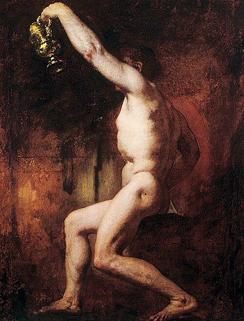 Male Nude Figure Holding a Jug, 1837, William Etty