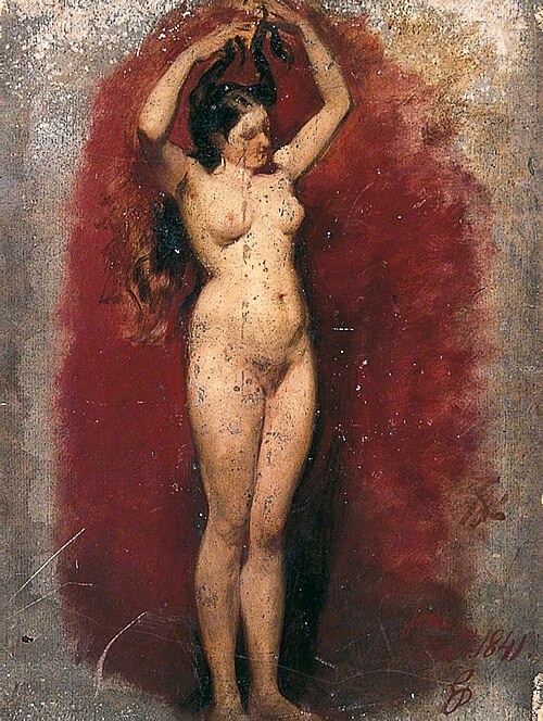 Standing Female Nude Plaiting Her Hair, 1841, William Etty