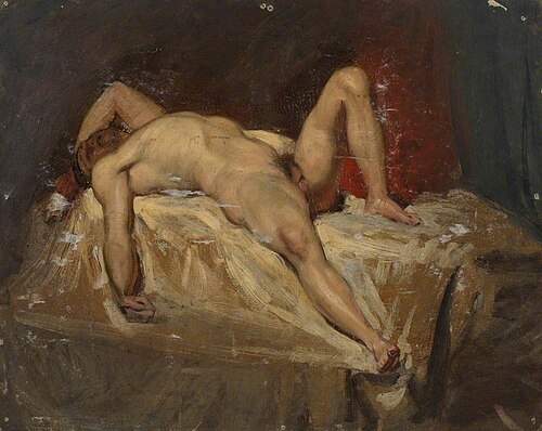 Male Nude Lying Down, Raised Left Knee, 1830, William Etty