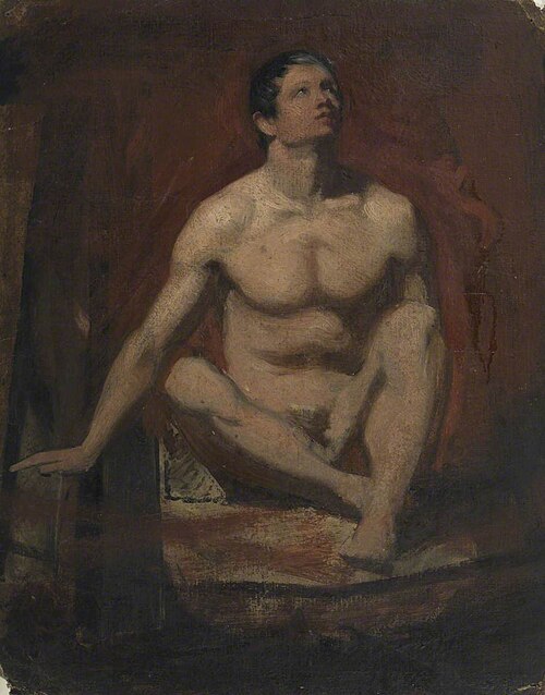 Seated Male Nude, Frontal View (recto), 1830, William Etty