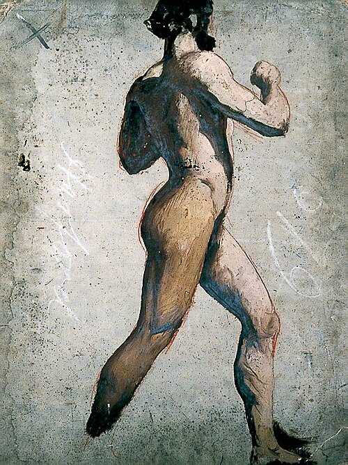 Male Nude Walking (recto), , William Etty