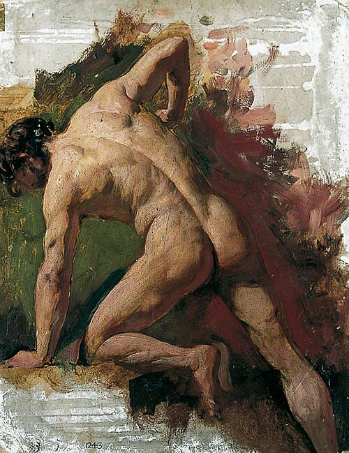 Male Nude Sawing, , William Etty