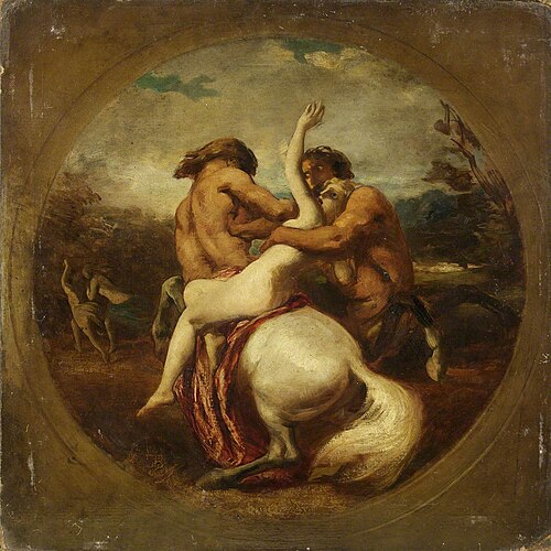 Centaurs and Nymphs (recto), , William Etty