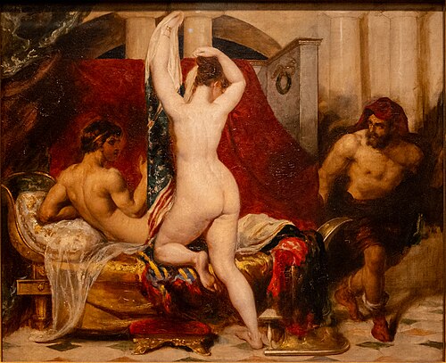 Candaules, King of Lydia, Shews his Wife by Stealth to Gyges, One of his Ministers, as She Goes to B, 1830, William Etty