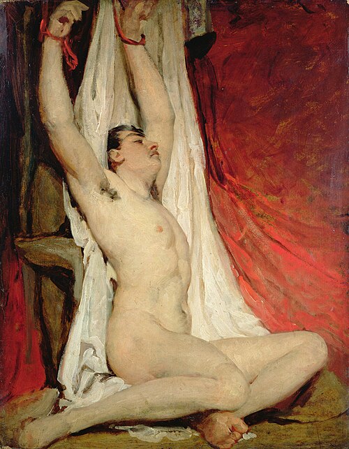 Male Nude, with Arms Up-Stretched, 1828, William Etty