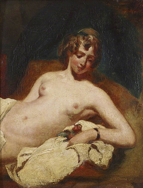 Half-figure of a reclining Female Nude on her side, 1828, William Etty