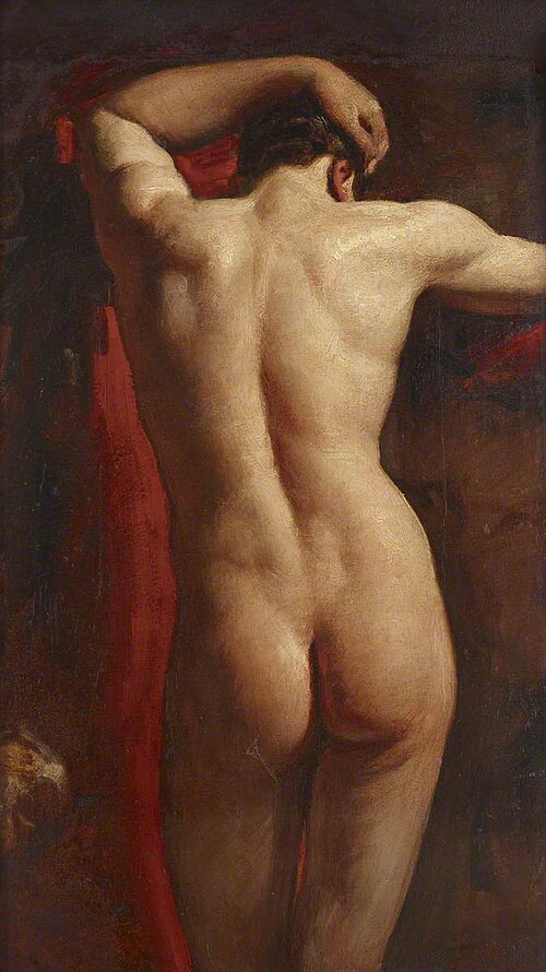 Academic Study of a Male Nude, seen from Behind, 1832, William Etty
