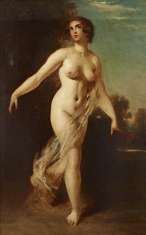 A Female Nude striding in a Landscape, 1828, William Etty