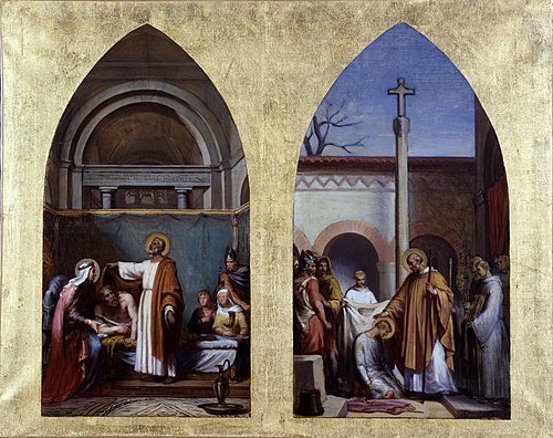 Esquisse pour l'église Saint-Séverin : Saint Séverin, abbé d'Agaune, guérit le roi Clovis. Saint Sév, 1850, Sébastien-Melchior Cornu