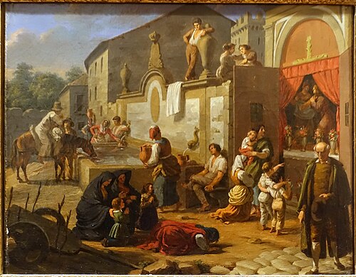 Cena de aldeia (Chafariz de Guimarães), 1832, Auguste Roquemont
