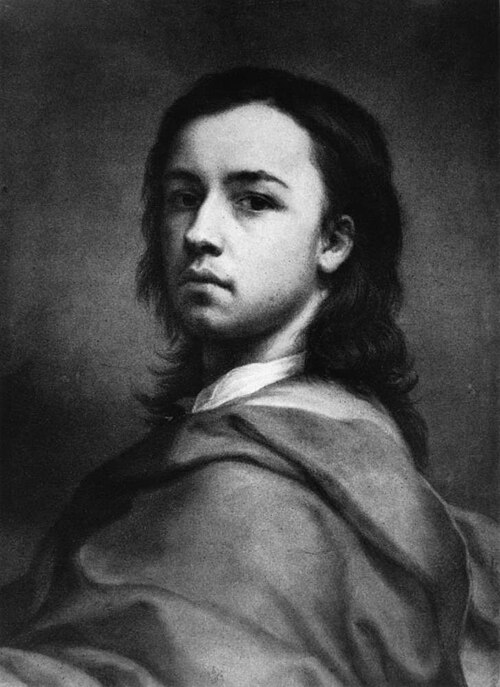 Self-portrait in a blue mantle, 1744, Anton Raphael Mengs