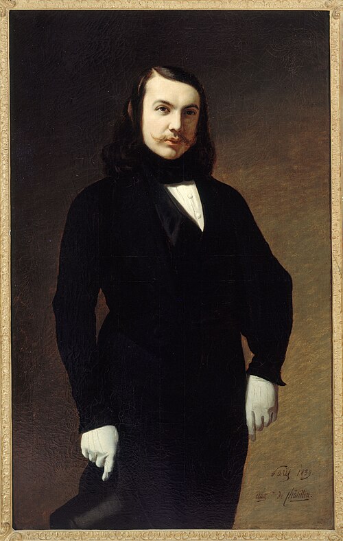 Portrait de Théophile Gautier (1811-1872), poète, romancier et critique, 1839, Auguste de Châtillon