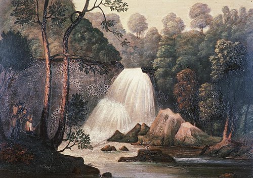 Landscape with waterfall, south Wales, 1840, Taliesin Williams