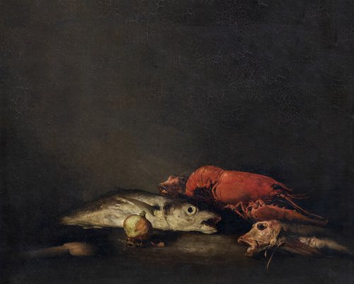 Nature morte aux poissons et homard, 1850, Augustin Théodule Ribot