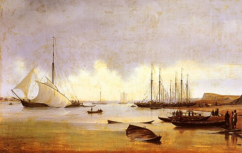 Fishing Vessels off a Jetty, 1839, Alexandre Ivanov