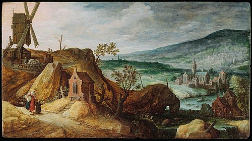 Landscape with Windmill and Wayside Chapel, 1628, Marten Ryckaert