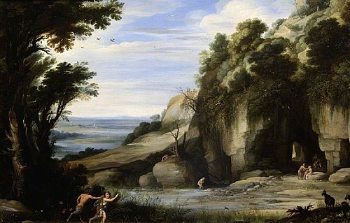 Landscape with Pan and Syrinx, after Paul Bril, , Marten Ryckaert