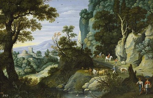 Riverlandscape with cattle herders, 1616, Marten Ryckaert