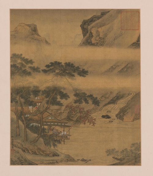 仇英临溪水阁图页, , Qiu Ying
