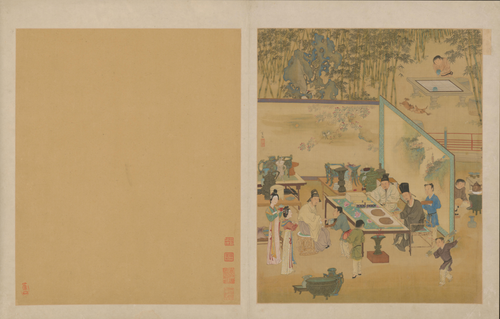 仇英人物故事册·竹院品古, , Qiu Ying