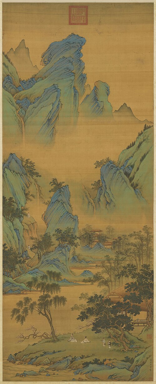 明仇英春山吟賞　軸, , Qiu Ying