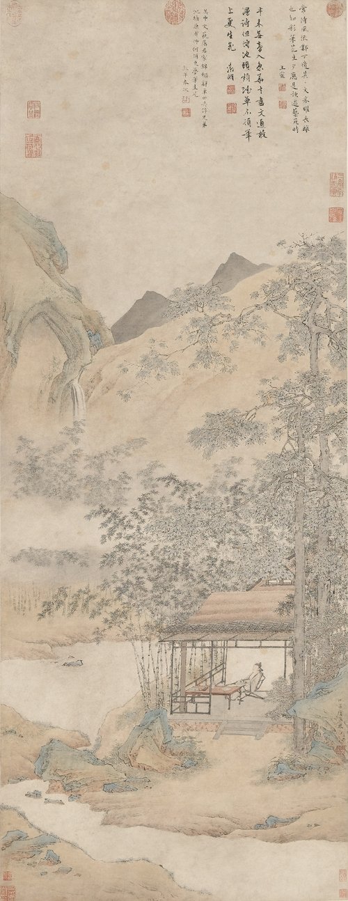 明  仇英  梧竹书堂图轴, , Qiu Ying
