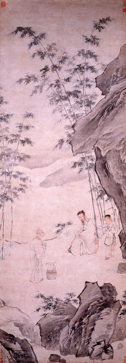 明  仇英  右军书扇图轴, , Qiu Ying