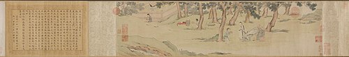 Zhao Mengfu Writing the Heart (Hridaya) Sutra in Exchange for Tea, 1542, Qiu Ying