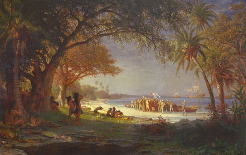 Landing of Columbus at San Salvador, 1893, Albert Bierstadt
