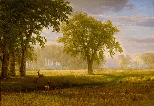Elk in Oak Grove (Tuolumne Meadows), 1875, Albert Bierstadt