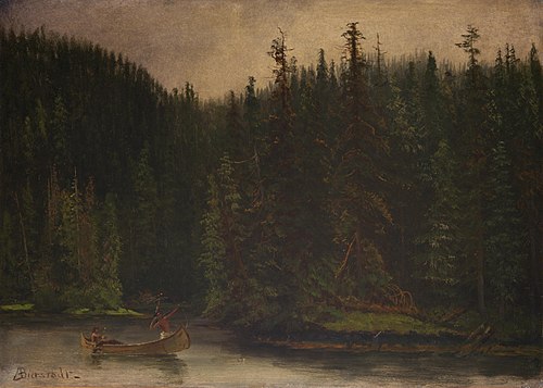 Indian Hunters in Canoe, 1850, Albert Bierstadt