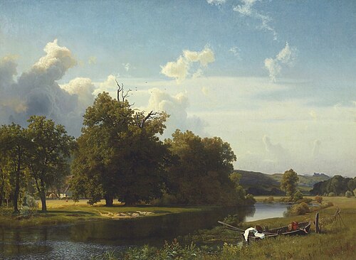A River Landscape, Westphalia, 1855, Albert Bierstadt