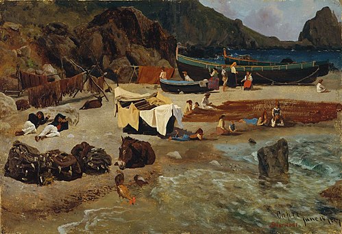 Fishing Boats at Capri, 1857, Albert Bierstadt