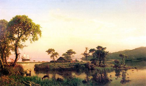 Gosnold at Cuttyhunk, 1858, Albert Bierstadt