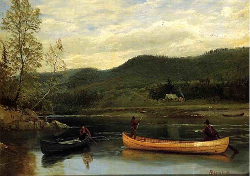Men in Two Canoes, 1866, Albert Bierstadt