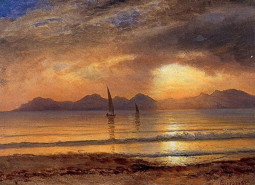 Sunset over a Mountain Lake, 1850, Albert Bierstadt
