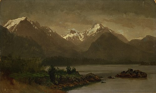 Untitled (Mountains and Lake), 1850, Albert Bierstadt