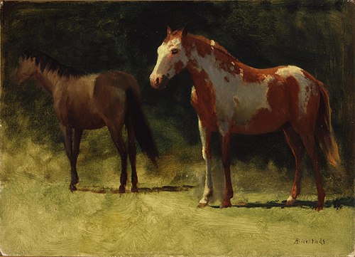 Two Horses, 1850, Albert Bierstadt