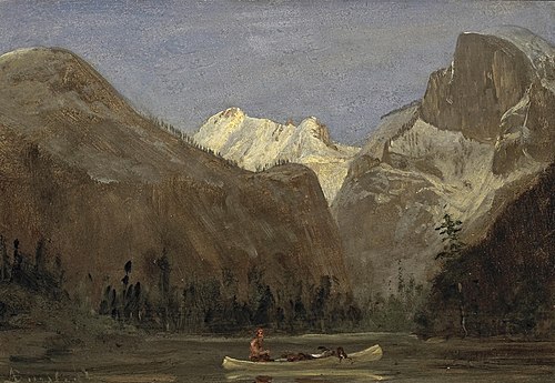 Boating through Yosemite Valley with Half Dome in the Distance, 1850, Albert Bierstadt