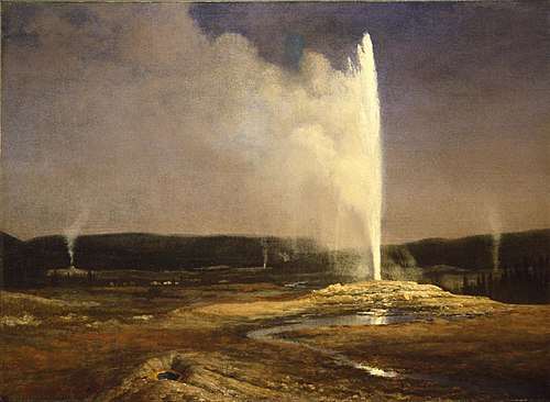 Geysers in Yellowstone, 1881, Albert Bierstadt