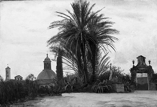 Palm Trees with a Domed Church, 1880, Albert Bierstadt