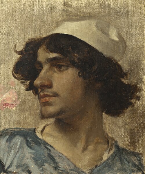 Tête d'un jeune homme. Étude, , Charles Bargue