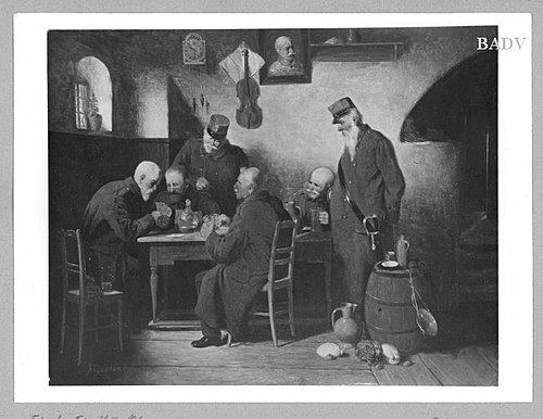 Soldiers playing card in an inn, 1870, Friedrich Friedländer